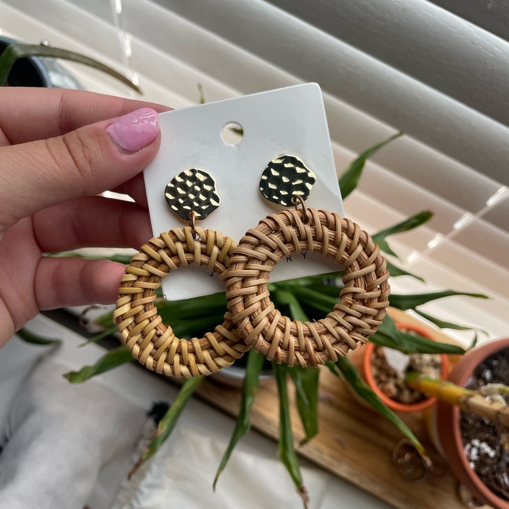 Gold Rattan Hoop Earrings